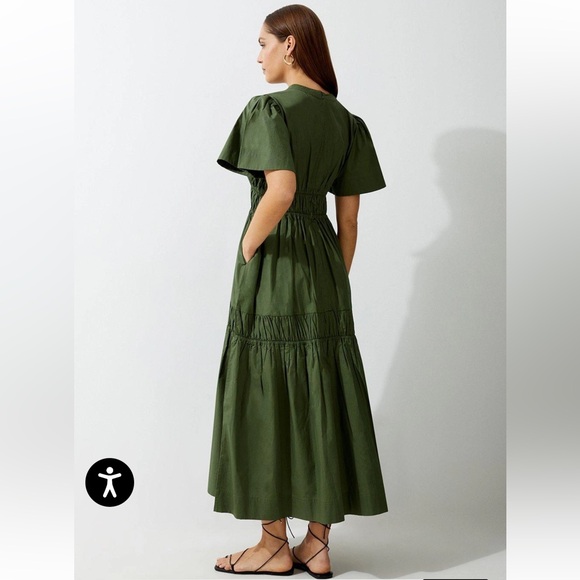 Karen Millen Organic Cotton Woven Shirred Tiered Short
Sleeve Maxi Dress - Picture 2 of 8